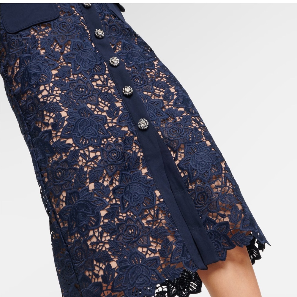 Self-Portrait Navy Lace Midi Dress - Picture 5 of 6